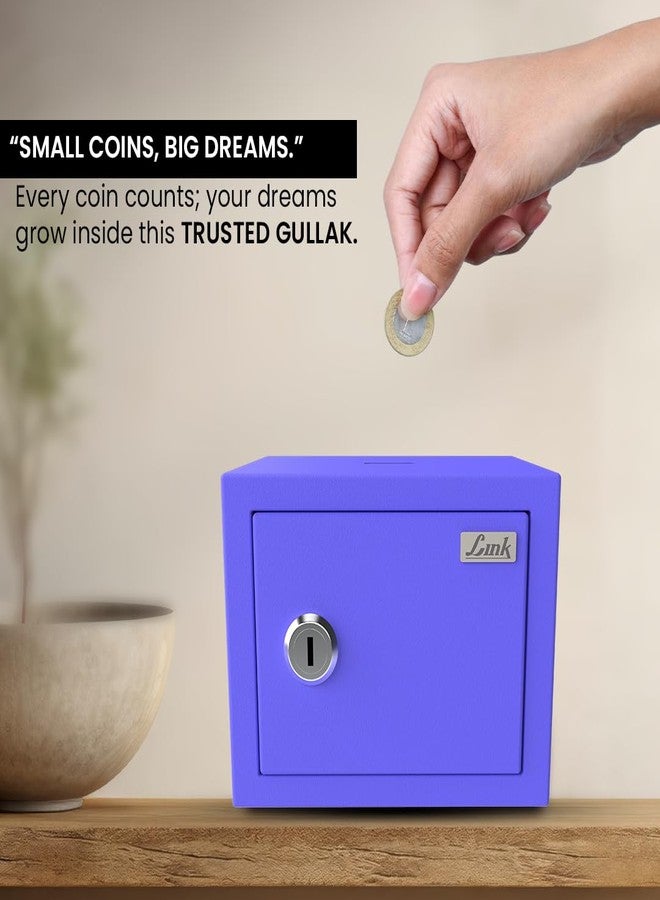 Link Smart 2 Litres Gullak Safe Locker for Home & Office| 3-Year Warranty| Mechanical Key, CRCA Material, Laser Cut Design| Vibrant Saaving Bank| Weight : 0.9 Kg| Ocean Blue - Image 2